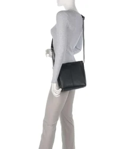 Hirsch Beatrix Umhängetasche genarbtes Leder schwarz