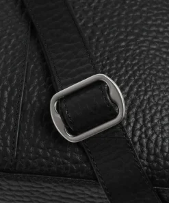 Hirsch Bianca Umhängetasche genarbtes Leder schwarz