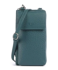 Hirsch Bonita Handytasche genarbtes Leder petrol