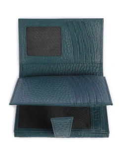 Hirsch Brenna RFID Geldbörse genarbtes Leder petrol