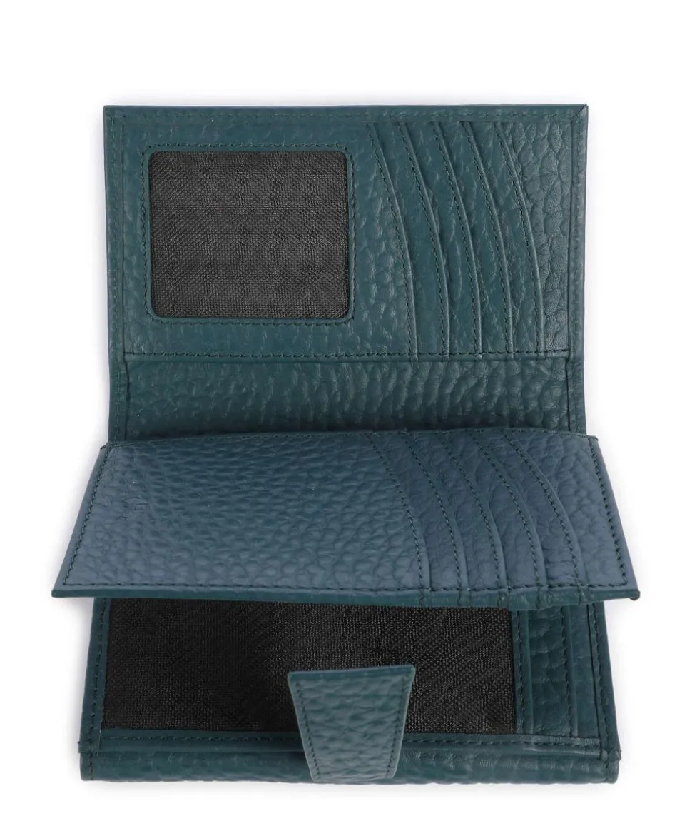 Hirsch Brenna RFID Geldbörse genarbtes Leder petrol