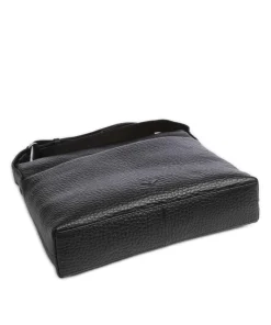 Hirsch Bristol Umhängetasche genarbtes Leder schwarz