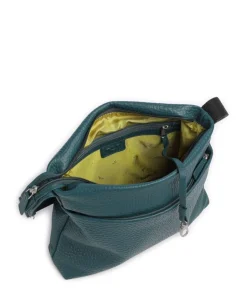 Hirsch Bristol Umhängetasche genarbtes Leder petrol