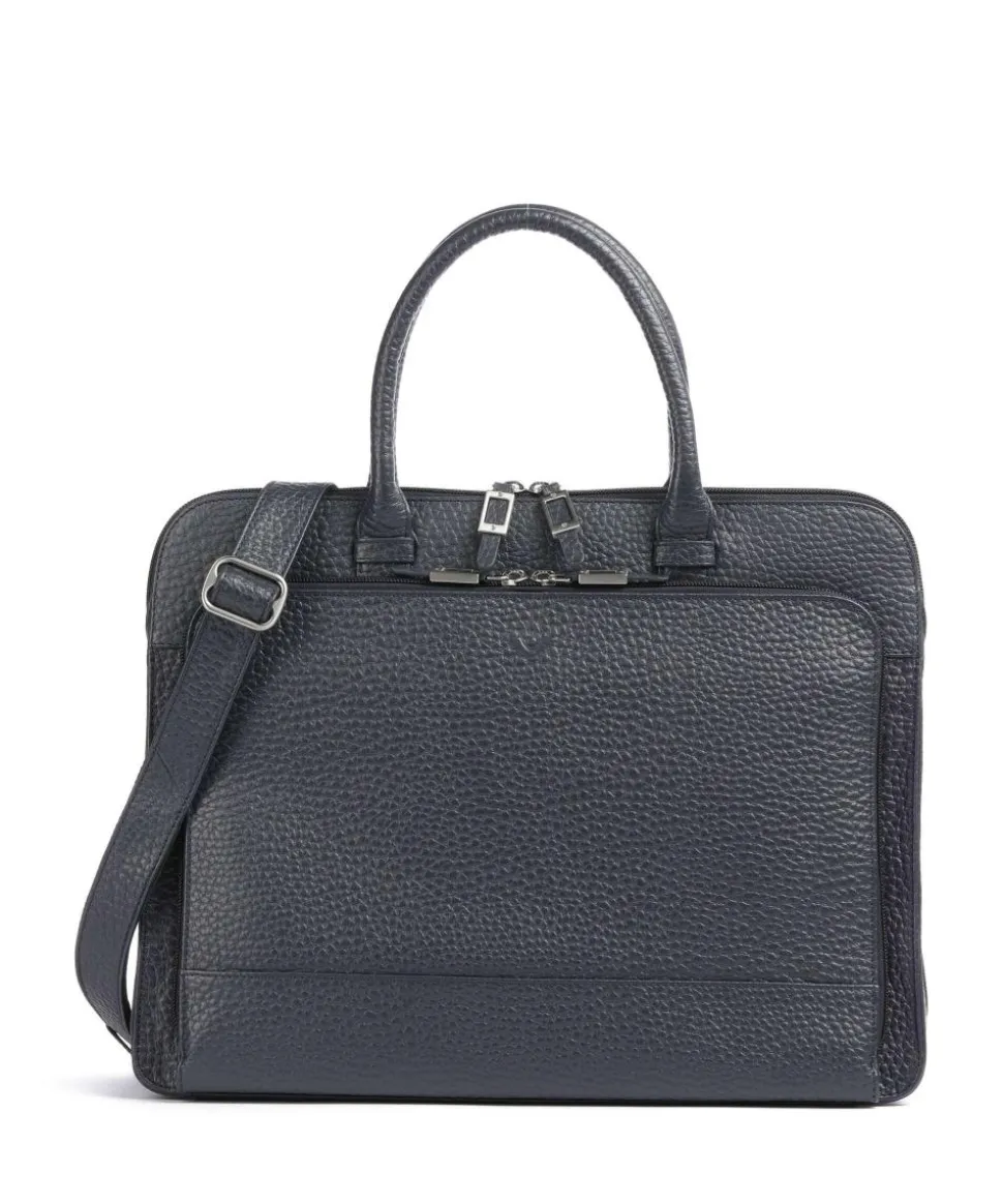 Hirsch Danielle Aktentasche 15″ genarbtes Leder dunkelblau