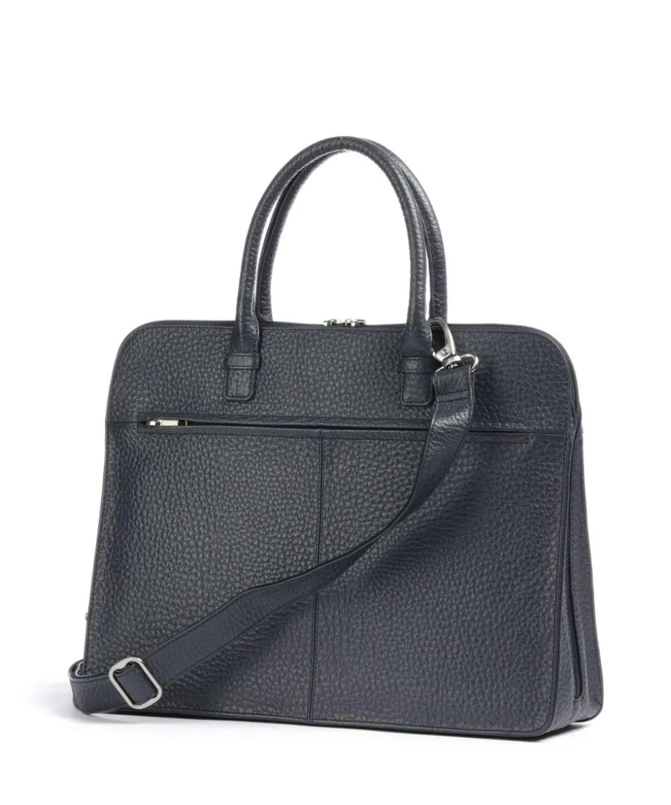 Hirsch Danielle Aktentasche 15″ genarbtes Leder dunkelblau