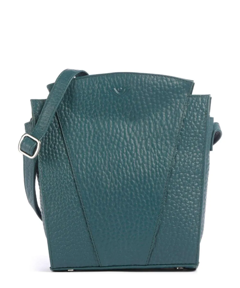 Hirsch Darlene Umhängetasche genarbtes Leder petrol