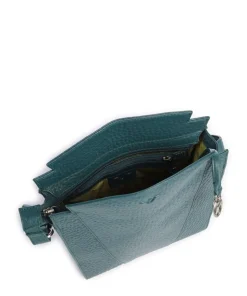 Hirsch Darlene Umhängetasche genarbtes Leder petrol