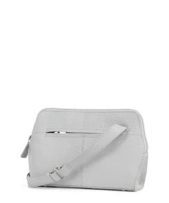 Hirsch Fietke Umhängetasche genarbtes Leder hellgrau