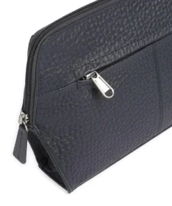 Hirsch Fietke Umhängetasche genarbtes Leder dunkelblau