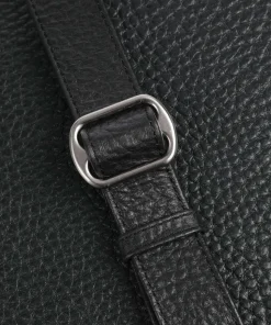 Hirsch Flora Umhängetasche genarbtes Leder schwarz