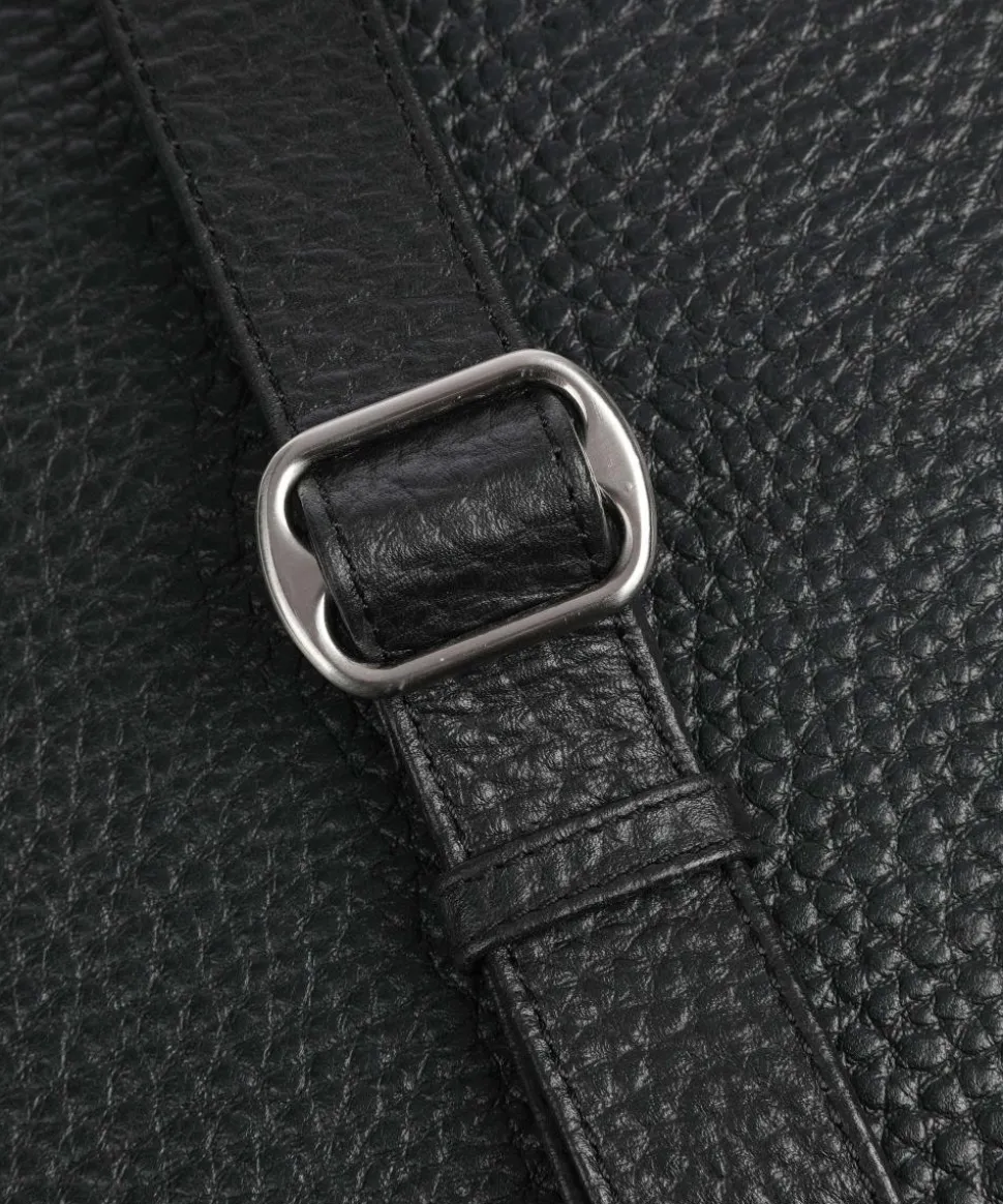 Hirsch Flora Umhängetasche genarbtes Leder schwarz