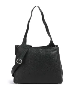 Hirsch Gisela Schultertasche genarbtes Leder schwarz