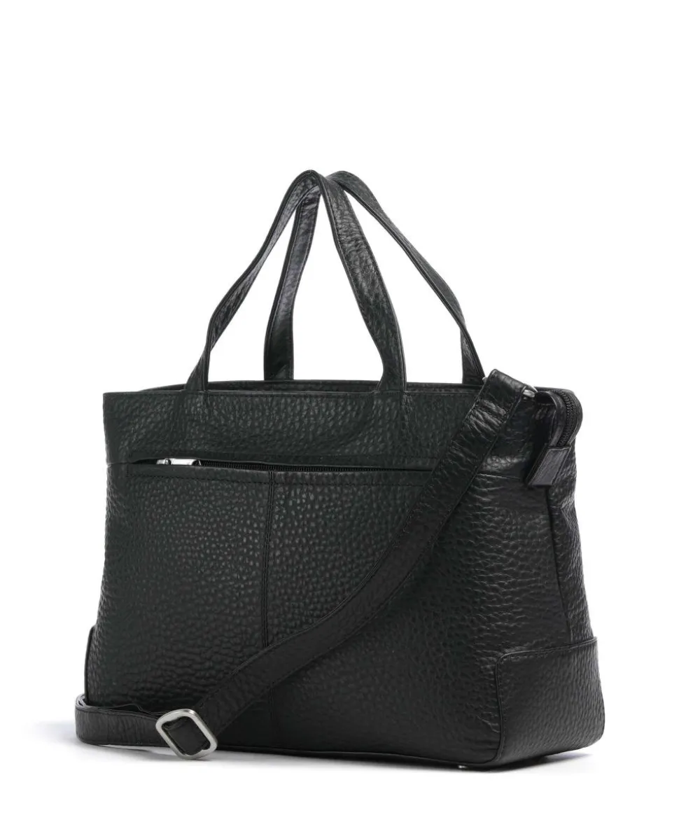 Hirsch Handtasche genarbtes Leder schwarz