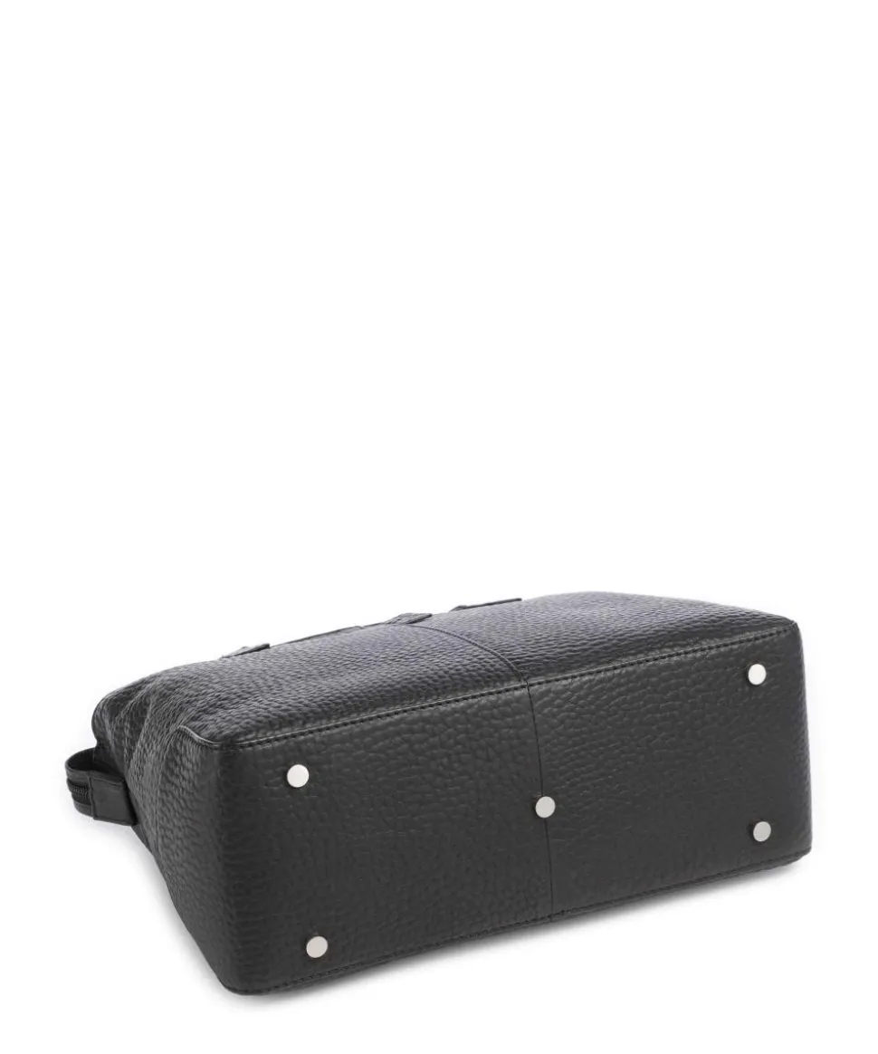 Hirsch Handtasche genarbtes Leder schwarz