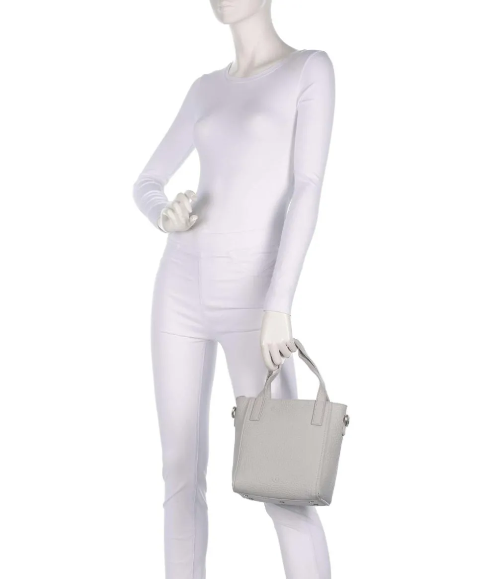 Hirsch Handtasche genarbtes Leder hellgrau