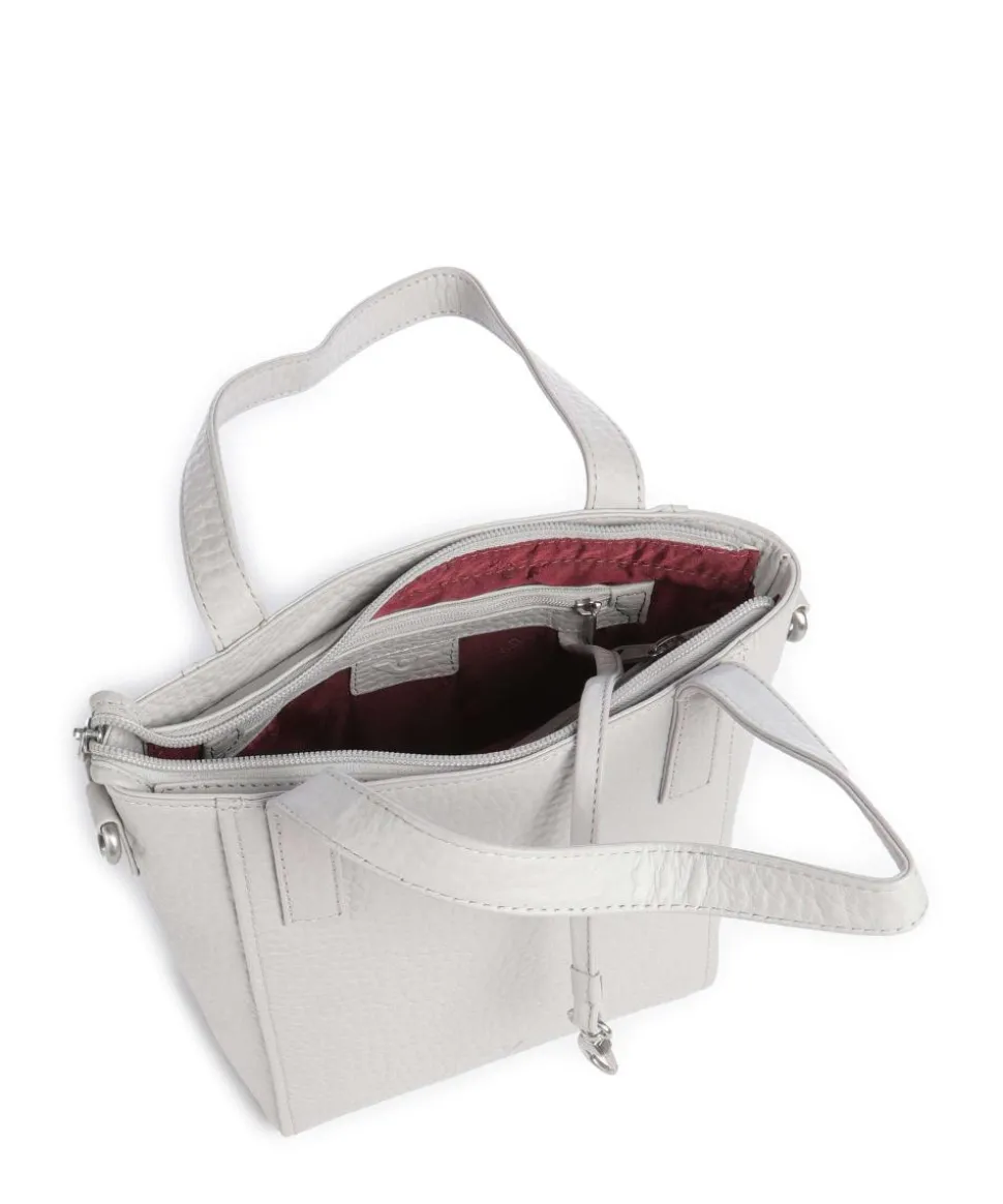 Hirsch Handtasche genarbtes Leder hellgrau