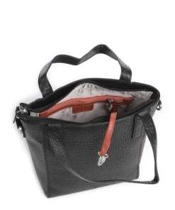 Hirsch Handtasche genarbtes Leder schwarz