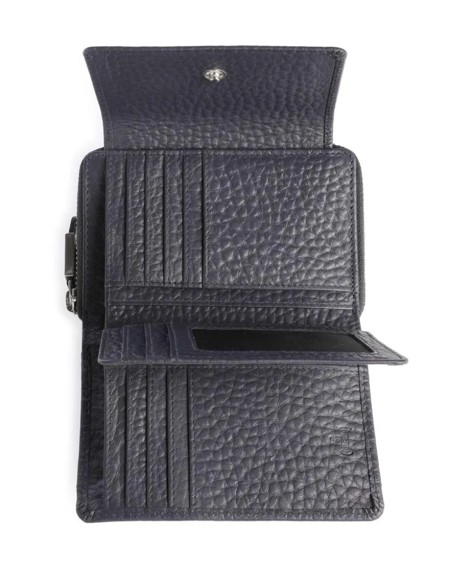 Hirsch Hilary RFID Geldbörse genarbtes Leder navy