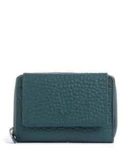 Hirsch Hilary RFID Geldbörse genarbtes Leder petrol