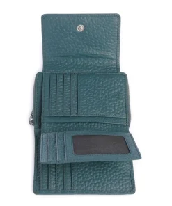 Hirsch Hilary RFID Geldbörse genarbtes Leder petrol