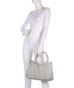 Hirsch Ilona Handtasche genarbtes Rindsleder hellgrau