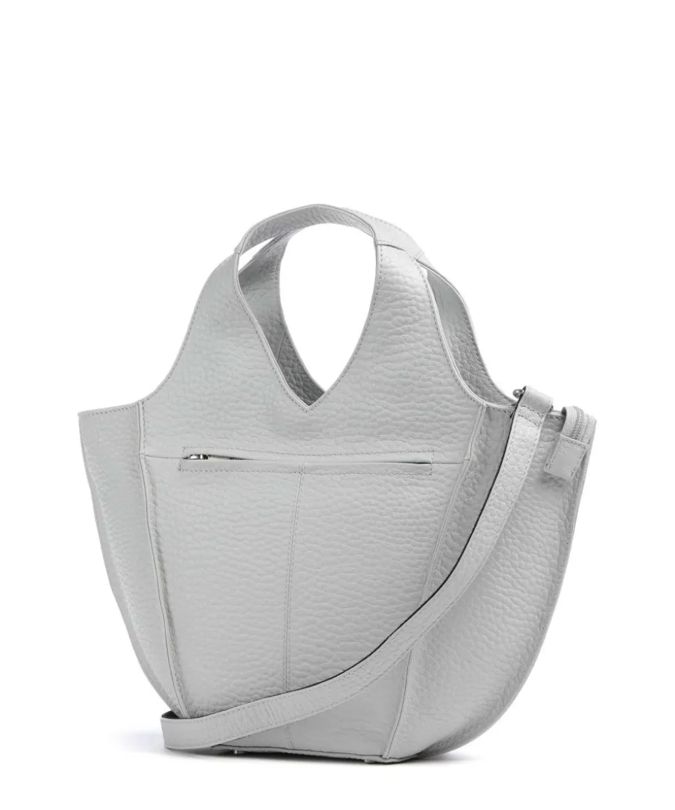 Hirsch Jela Handtasche genarbtes Leder hellgrau