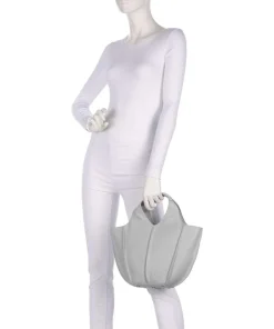 Hirsch Jela Handtasche genarbtes Leder hellgrau