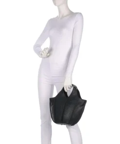 Hirsch Jela Handtasche genarbtes Leder schwarz