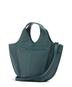Hirsch Jela Handtasche genarbtes Leder petrol