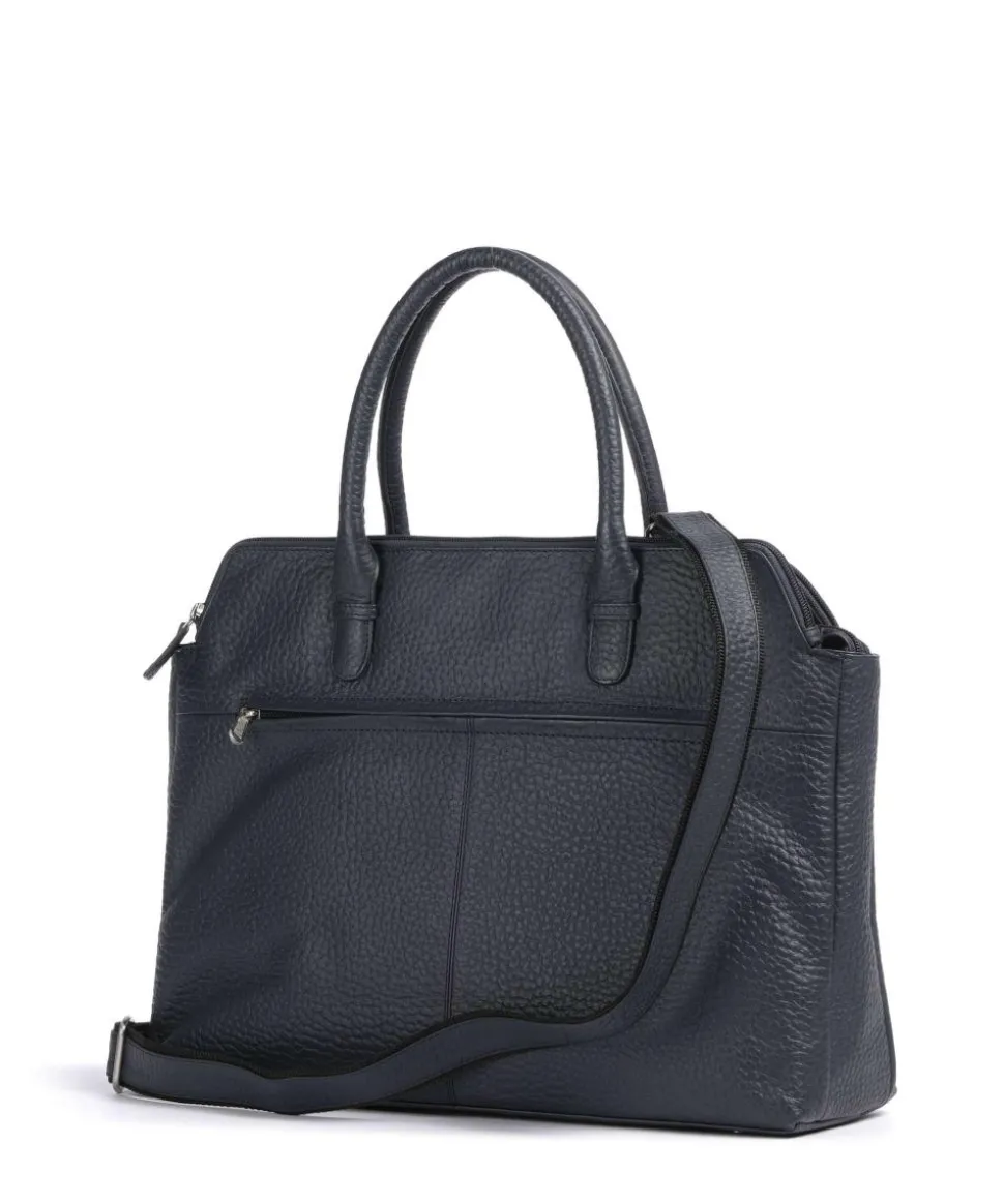Hirsch Kala Laptoptasche 16″ genarbtes Leder navy