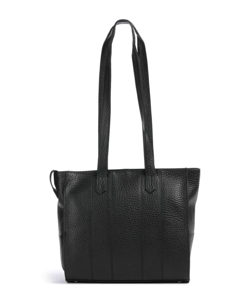 Hirsch Mandira Schultertasche genarbtes Leder schwarz