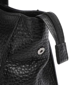 Hirsch Mandira Schultertasche genarbtes Leder schwarz