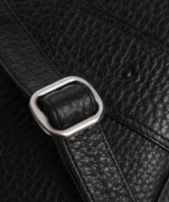 Hirsch Pita Umhängetasche genarbtes Leder schwarz