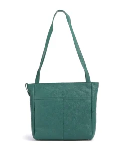 Hirsch Quila Schultertasche genarbtes Leder grün