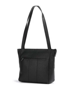 Hirsch Quila Schultertasche genarbtes Leder schwarz