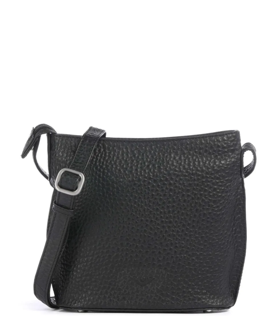 Hirsch Umhängetasche genarbtes Leder schwarz