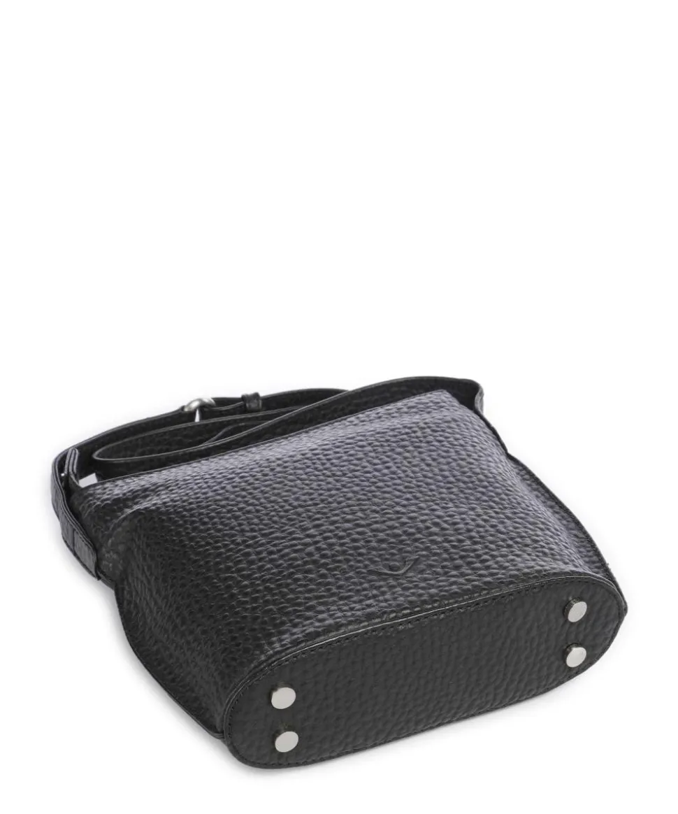 Hirsch Umhängetasche genarbtes Leder schwarz