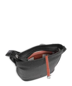 Hirsch Umhängetasche genarbtes Leder schwarz