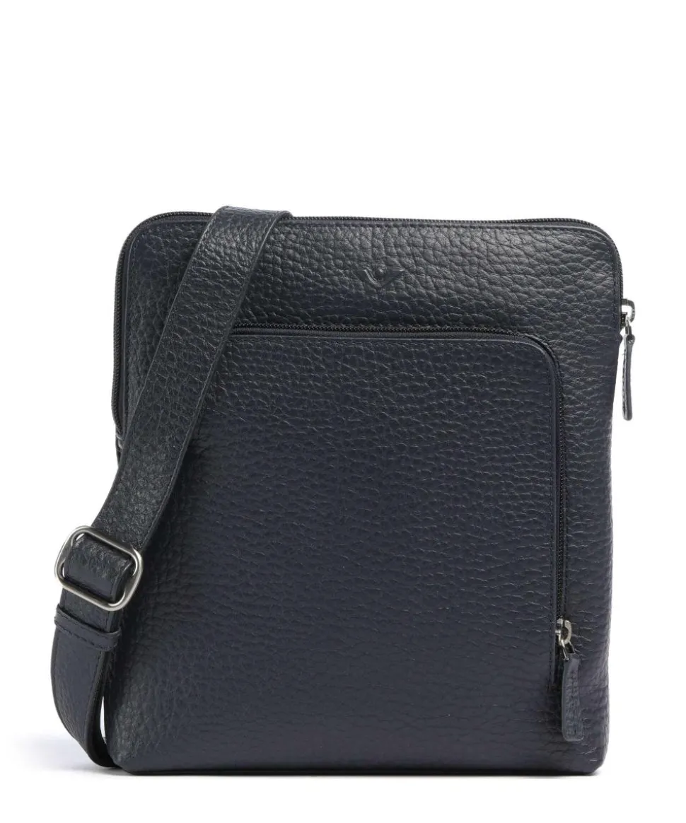 Hirsch Umhängetasche genarbtes Leder dunkelblau