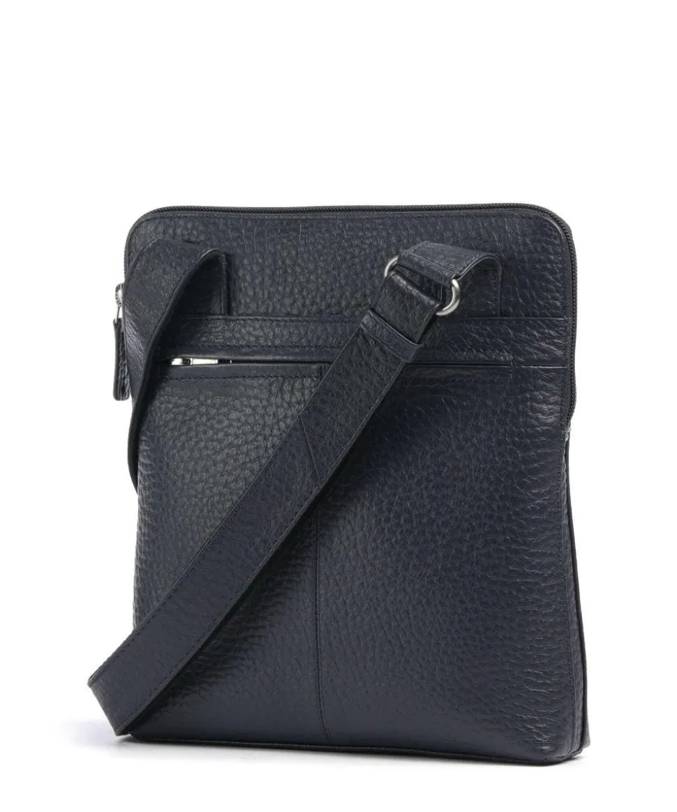 Hirsch Umhängetasche genarbtes Leder dunkelblau