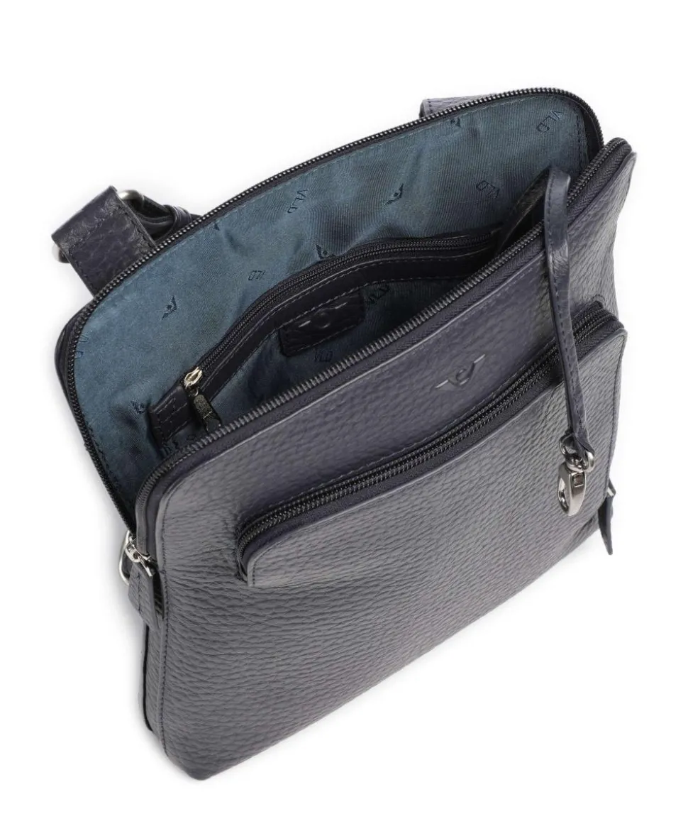 Hirsch Umhängetasche genarbtes Leder dunkelblau