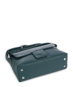 Hirsch Umhängetasche genarbtes Leder petrol