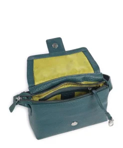 Hirsch Umhängetasche genarbtes Leder petrol