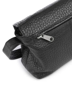 Hirsch Umhängetasche genarbtes Leder schwarz