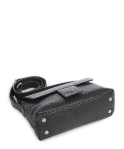 Hirsch Umhängetasche genarbtes Leder schwarz