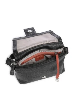 Hirsch Umhängetasche genarbtes Leder schwarz