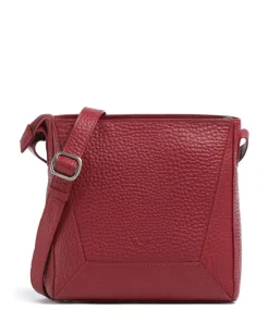 Hirsch Umhängetasche genarbtes Leder dunkelrot