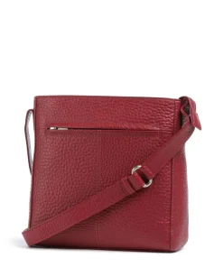 Hirsch Umhängetasche genarbtes Leder dunkelrot