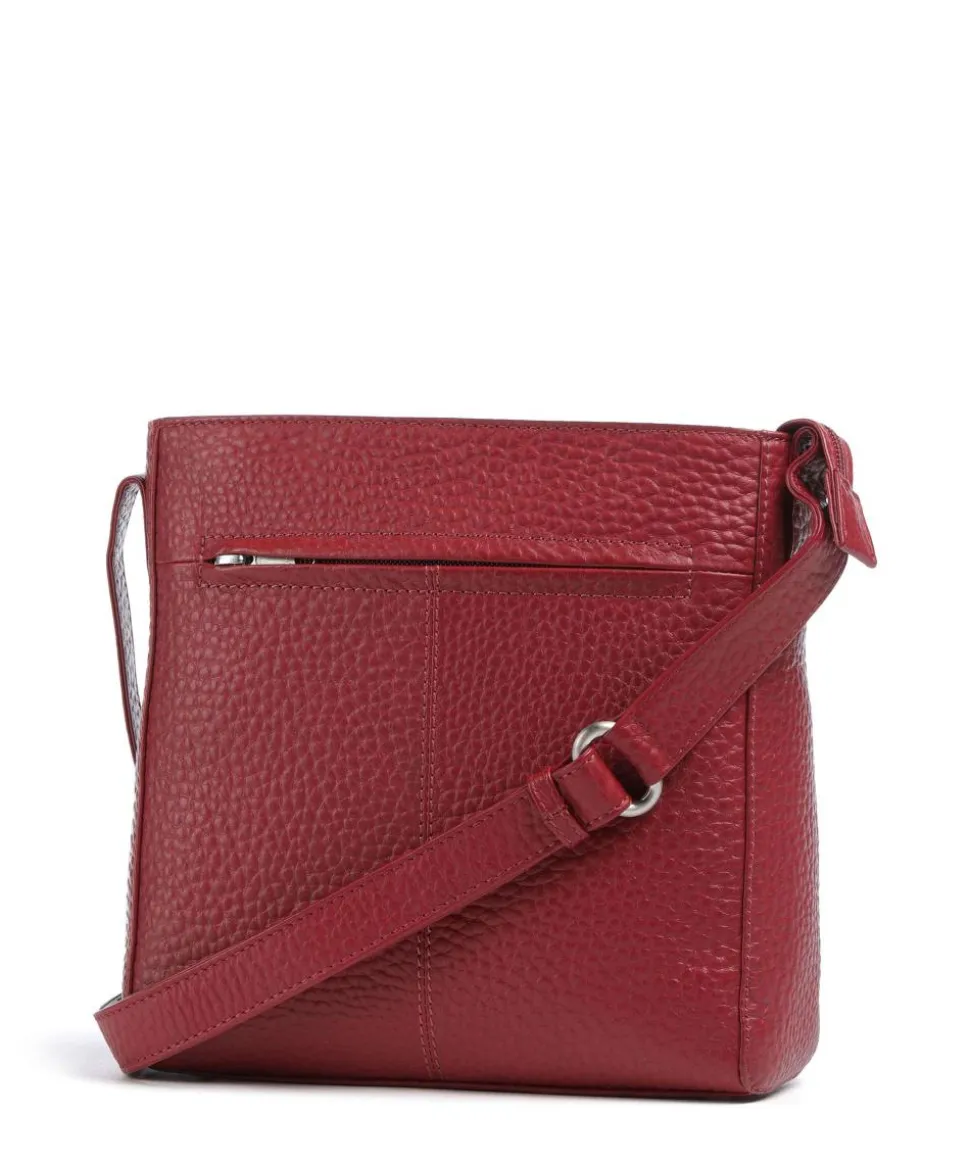 Hirsch Umhängetasche genarbtes Leder dunkelrot