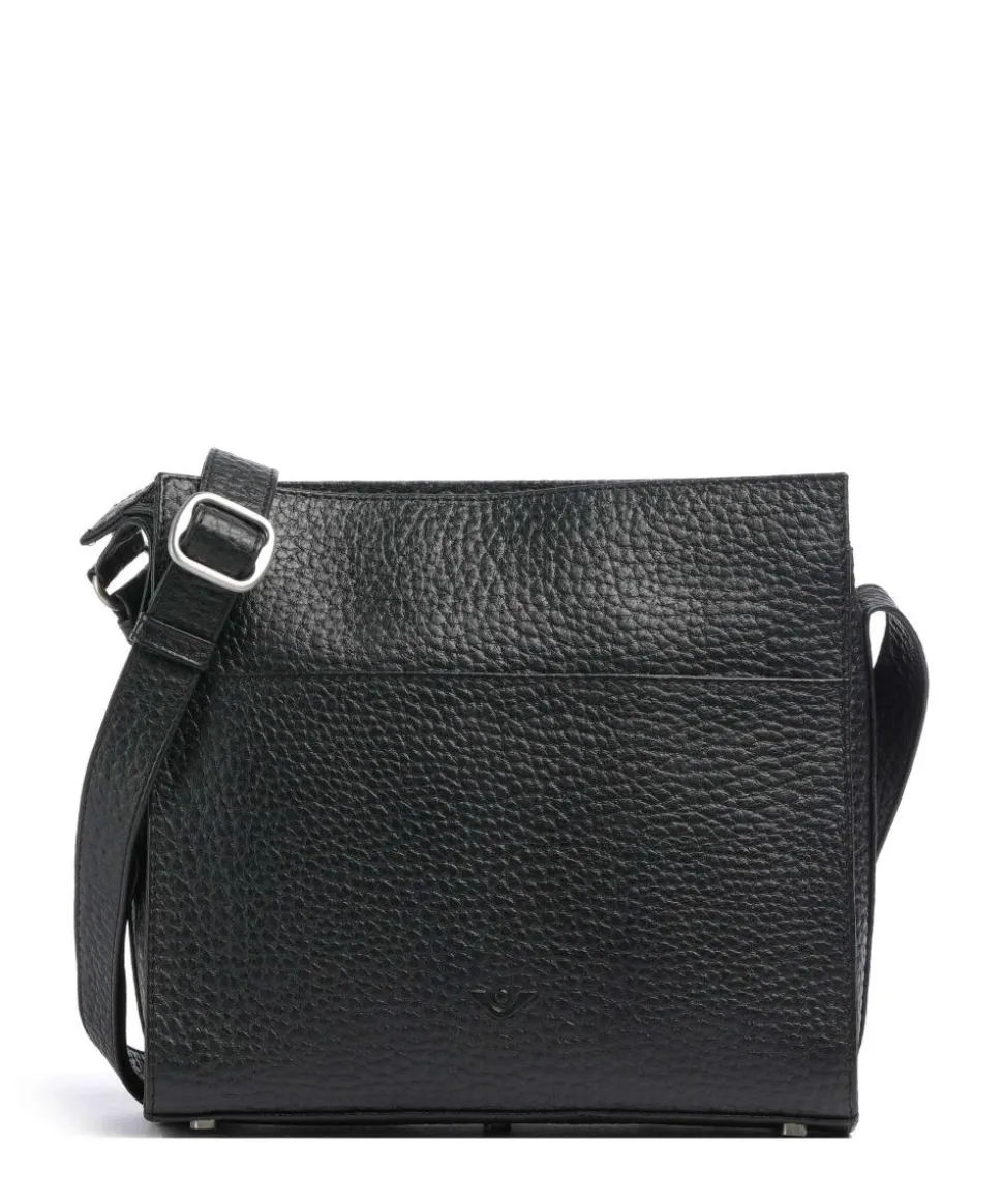 Hirsch Umhängetasche genarbtes Leder schwarz